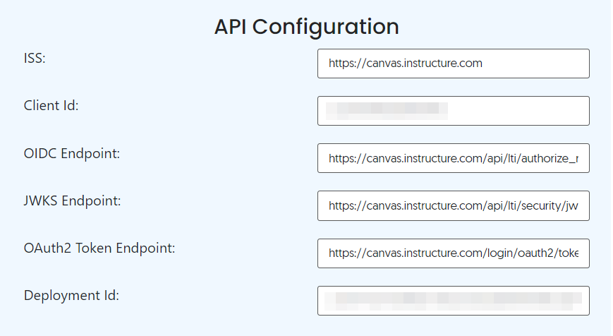 The API Configuration fields are filled.