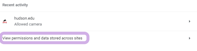 View permissions and data stored across sites is highlighted.