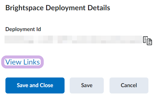The view links options is shown highlighted in the Deployment Details.