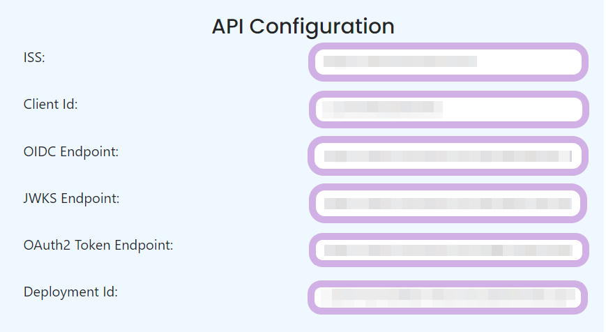 API configuration details are filled out.