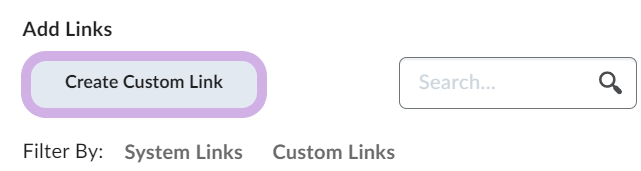 the create custom link button is shown highlighted.