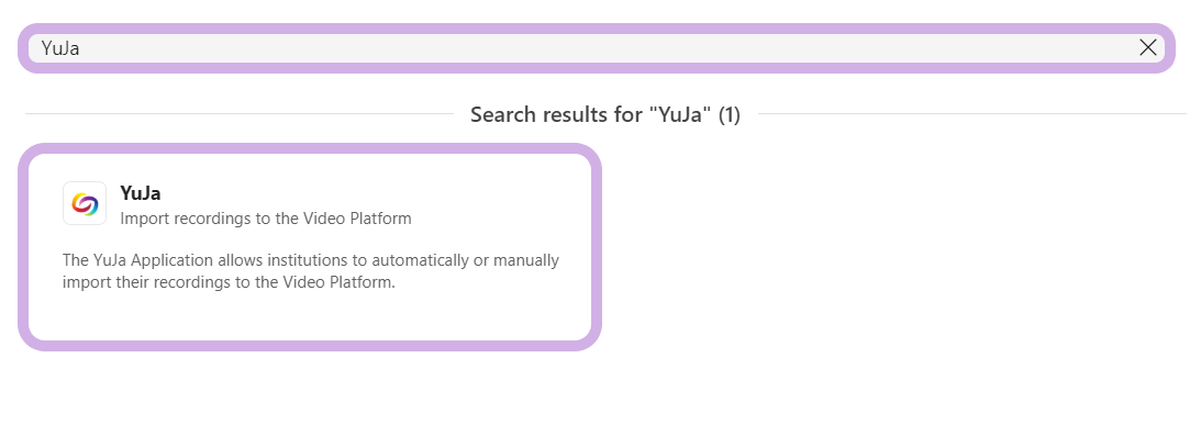 The search bar is highlighted as well as the YuJa application.