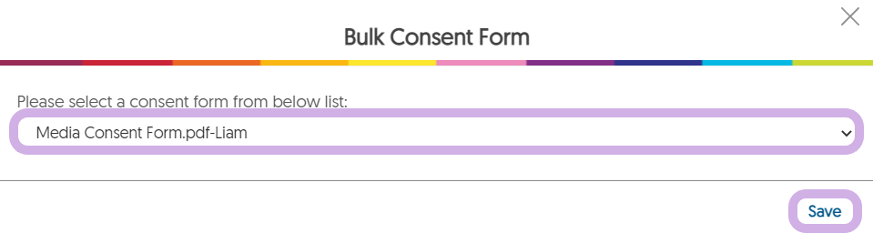 Tge Consent form tab in the media details panel shows an accepted consent form.