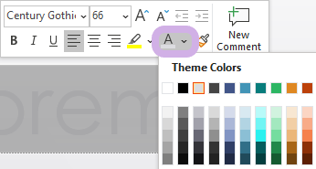 The Text Color icon is highlighted in the ribbon.