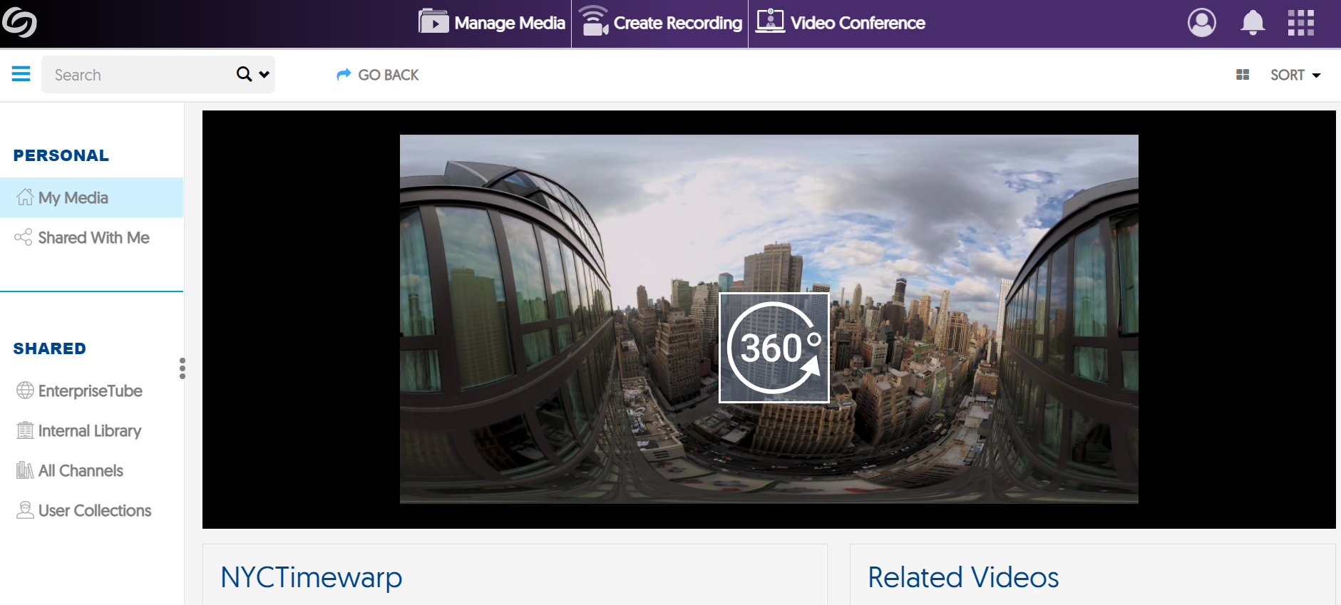 A VR video shown inside the Video Platform.
