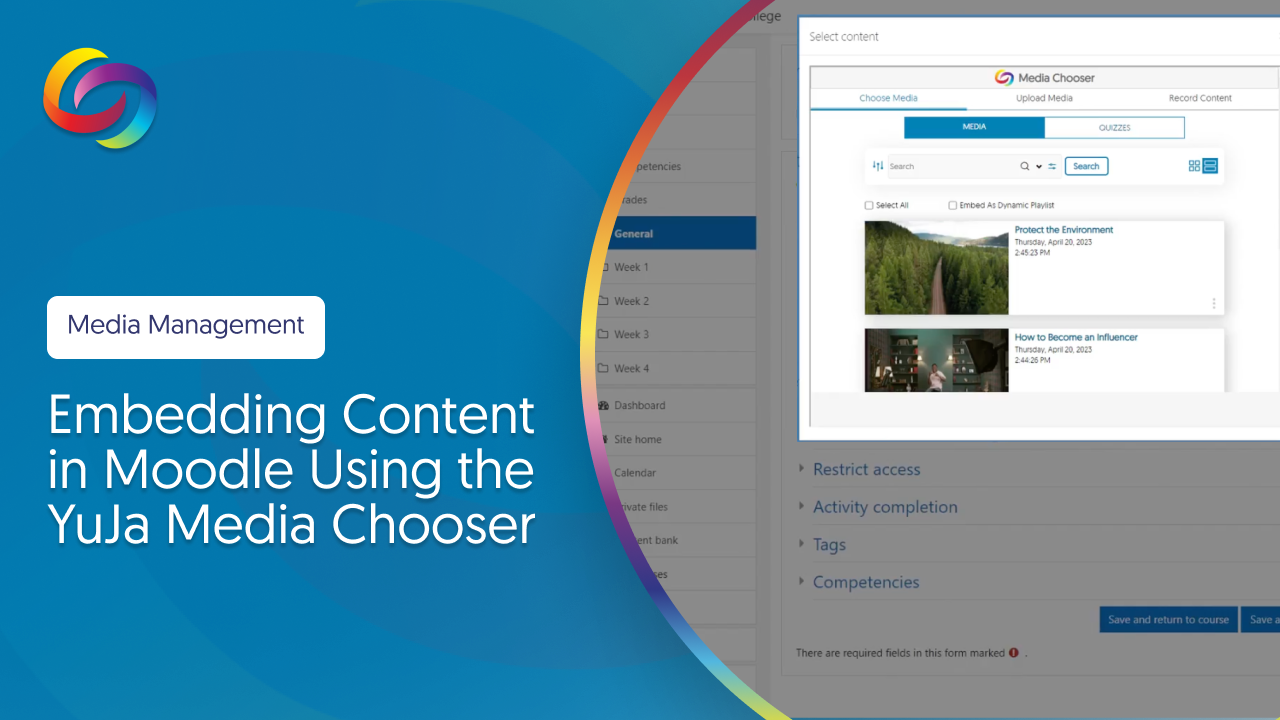 Embedding Content in Moodle Using the YuJa Media Chooser