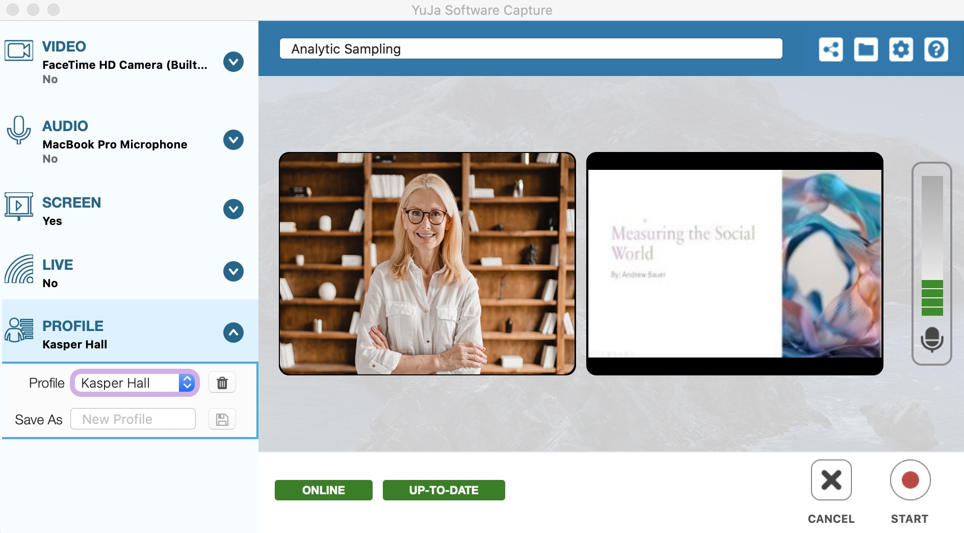The Profiles tab in the Confidence Monitor shows the newly created profile.