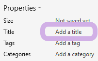 Add a title is highlighted in the Properties section.