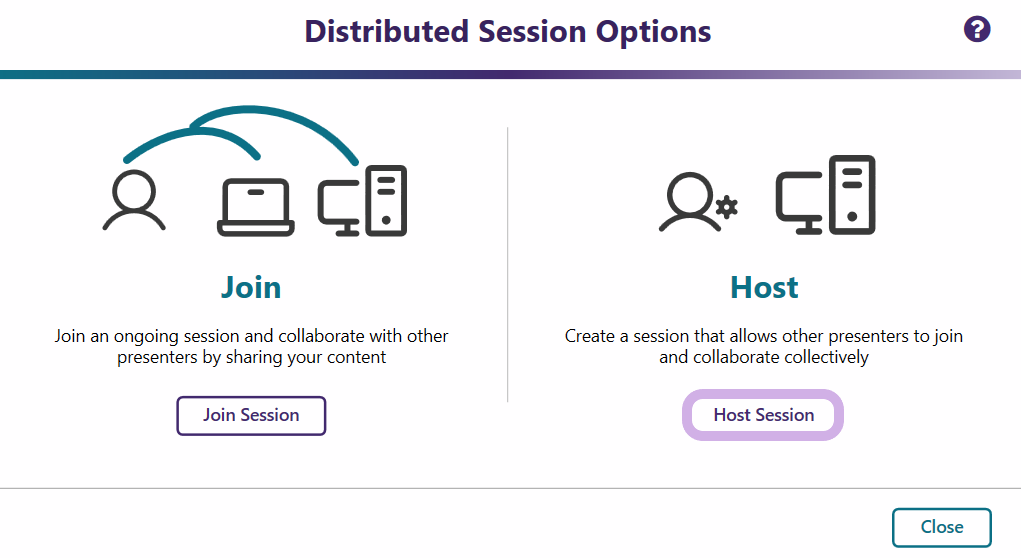 Settings for joining or hosting a session. The Host button is highlighted.