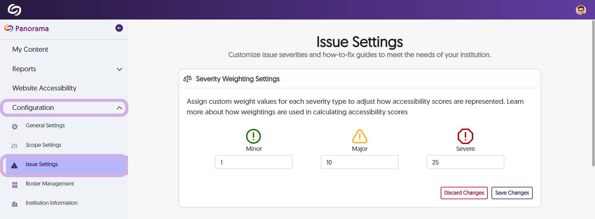 The Issue settings tab.