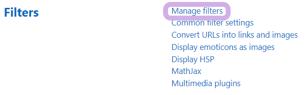 Manage filters is selected from the Filters section.