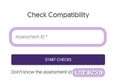 The options to enter an assessment ID or run all checks