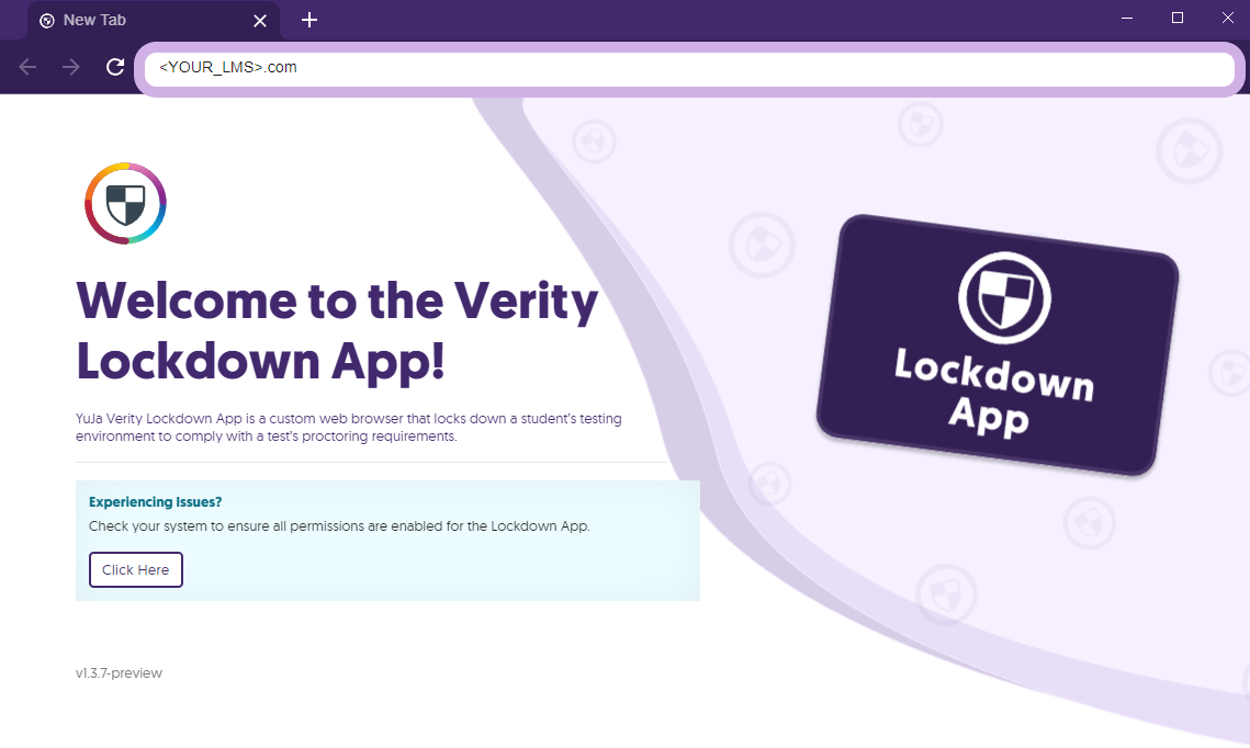 The main page for the Verity Lockdown app.