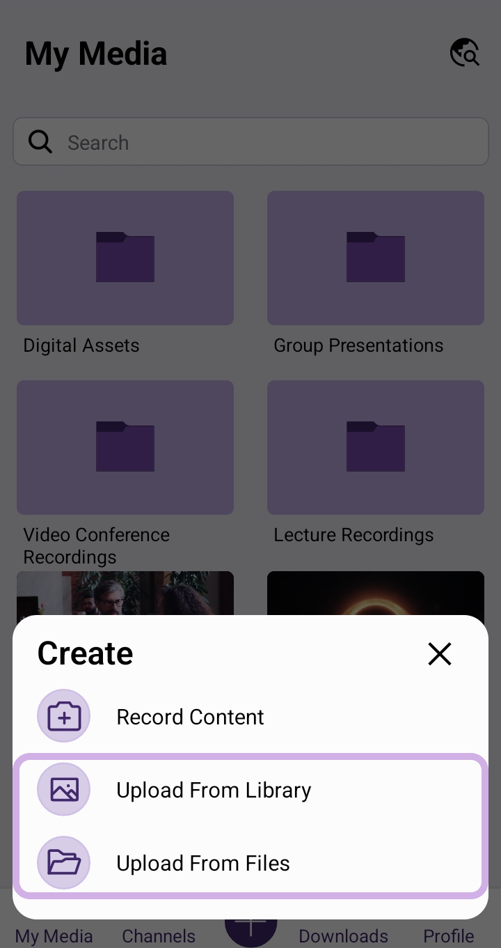 The Create menu options. Record Content is highlighted.