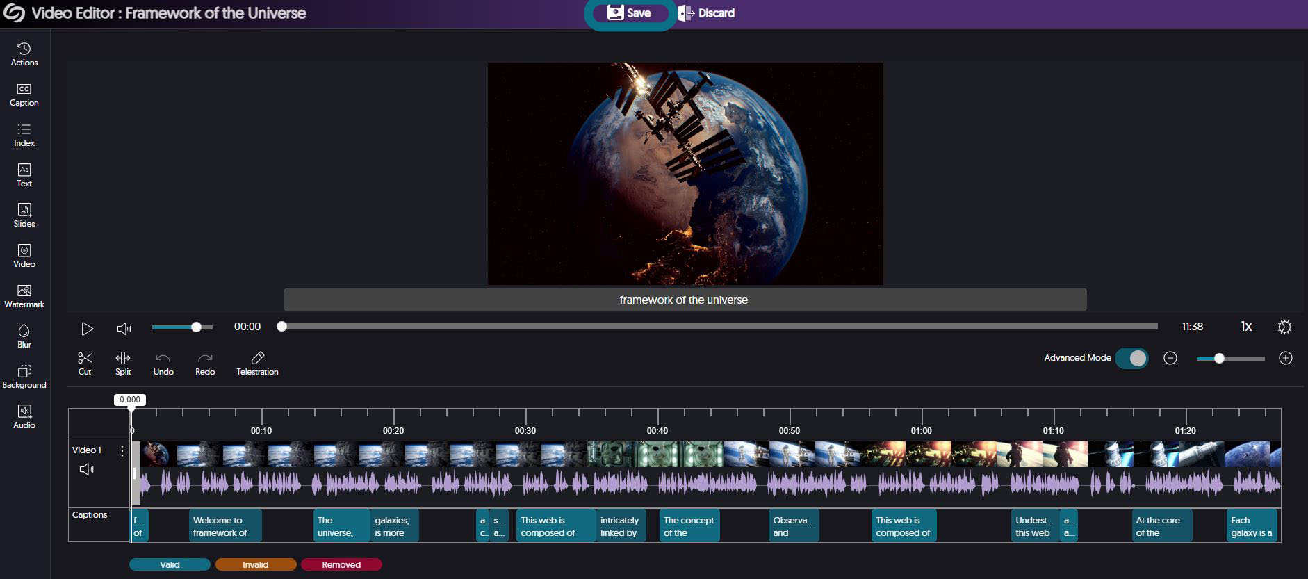 The video editor with the Save button highlighted.