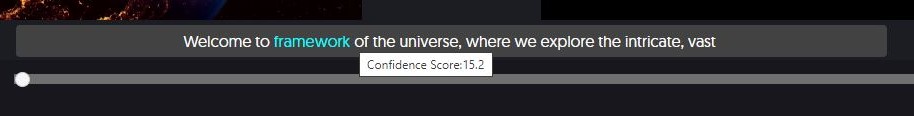 The video caption with the wordings below the preset confidence quality highlighted, with the confidence score displayed on hover.