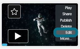 The location of the Edit button when you hover over a video.