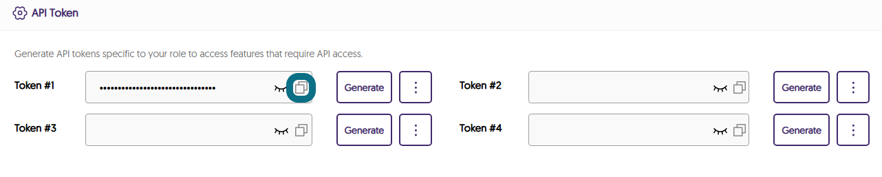 the copy button for the API token is shown