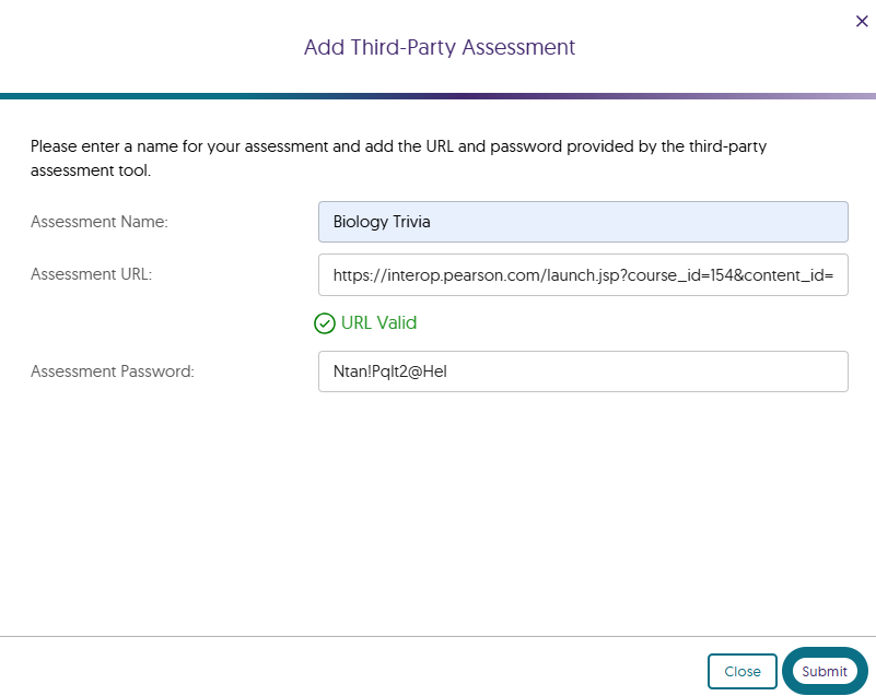 A view of the Add Third-Party Assessment window.