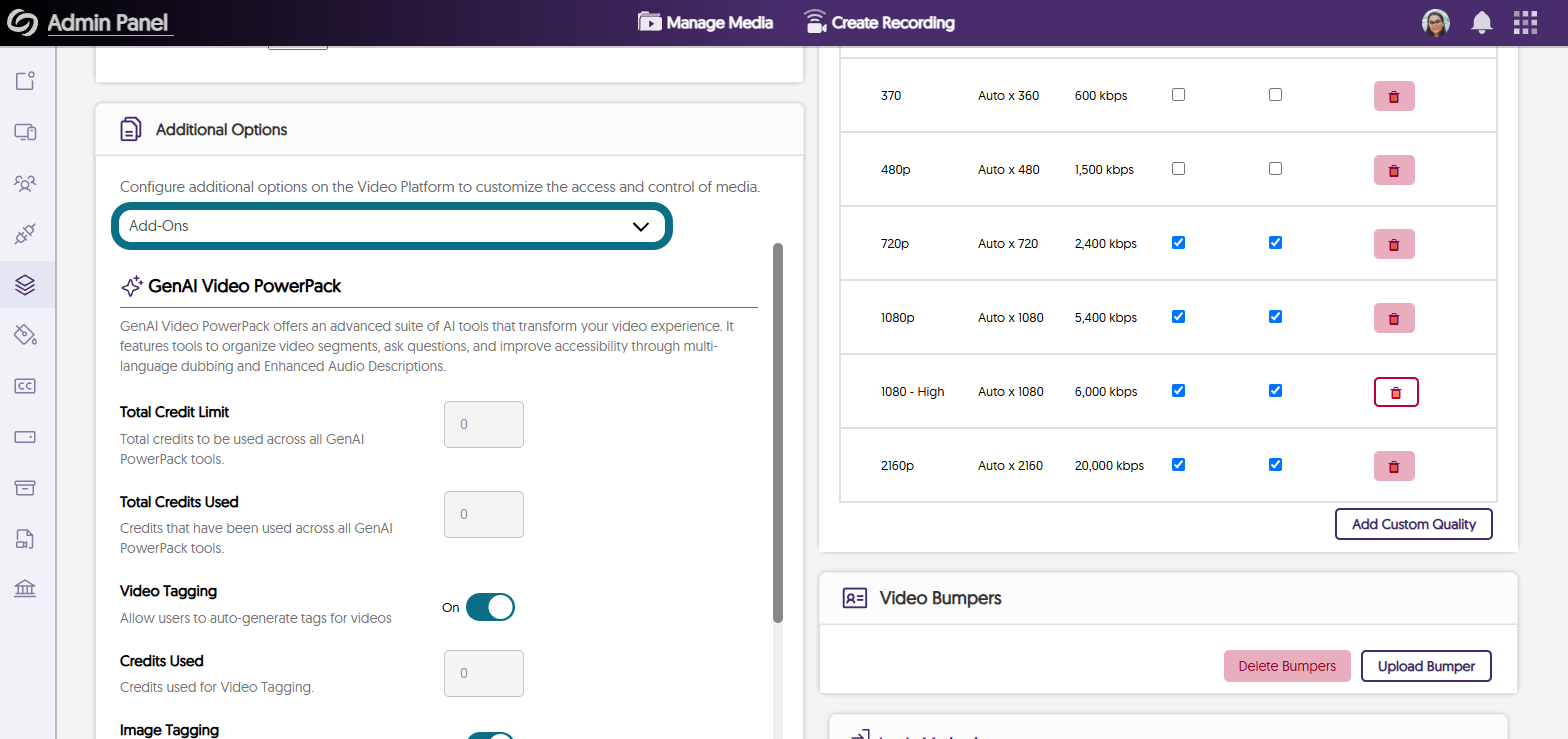 In Additional Options, Add-ons is selected.