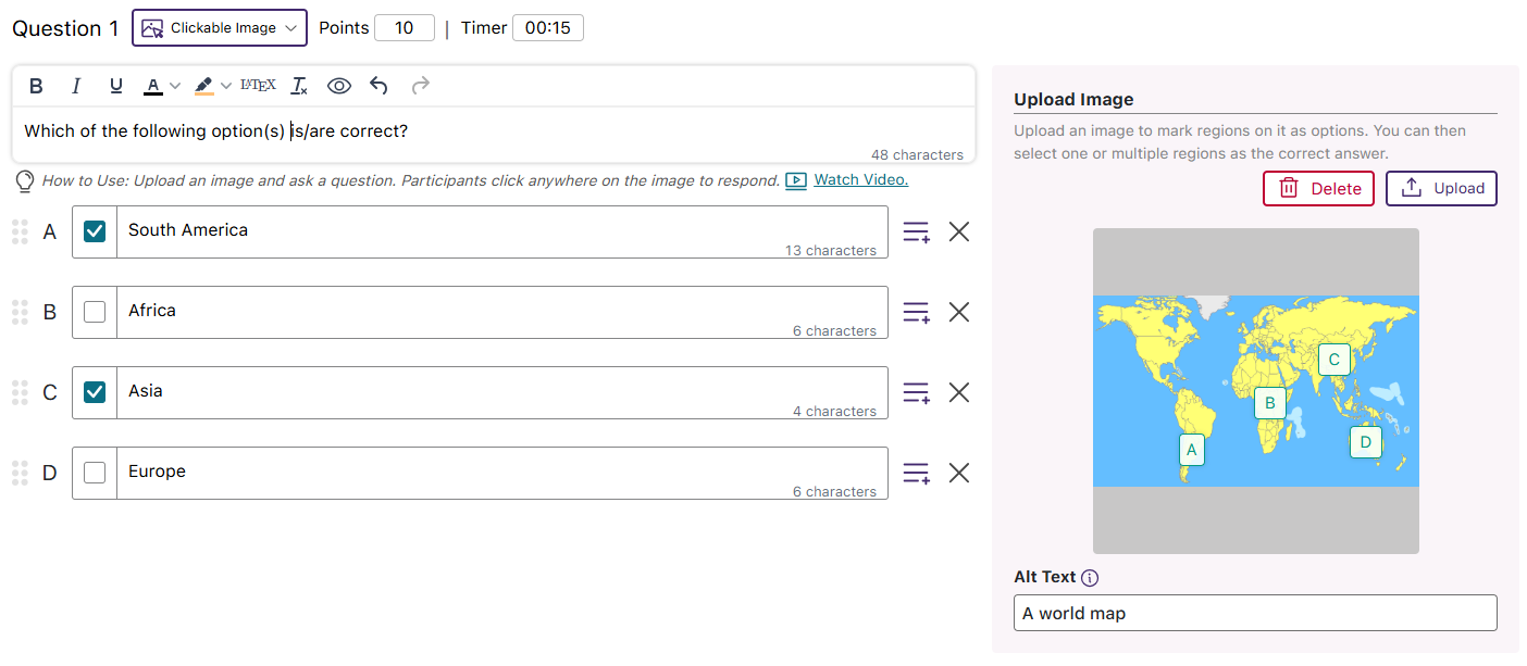Clickable Image Questions in Engage.