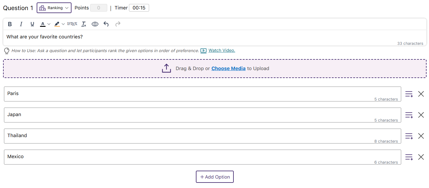 Ranking Questions in Engage.