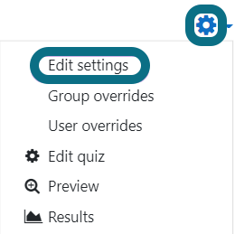 An image of the drop-down menu from the gear icon shows Edit Settings.