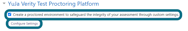 The checkbox to enable YuJa Verity is checked.