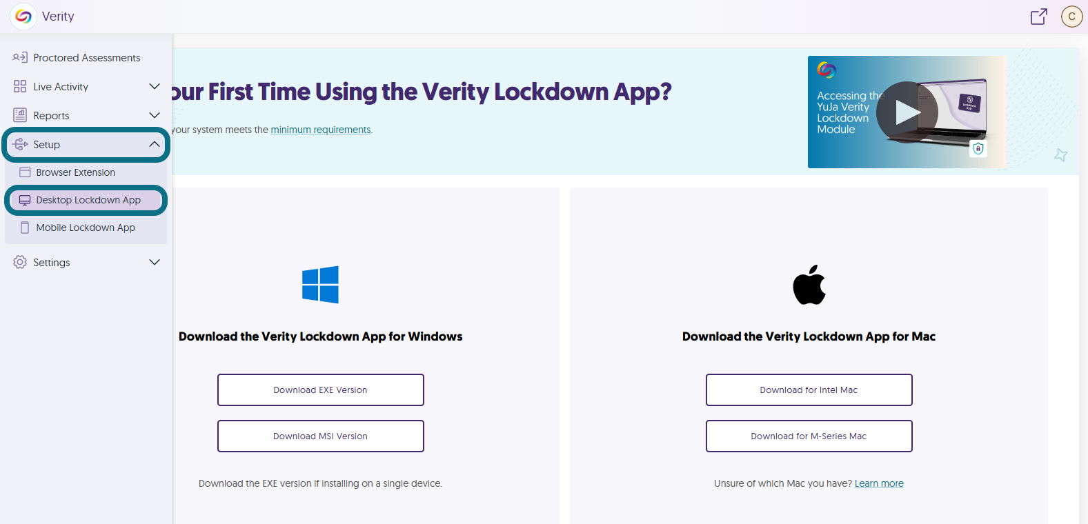 The Desktop Lockdown App is shown selected from the navbar.