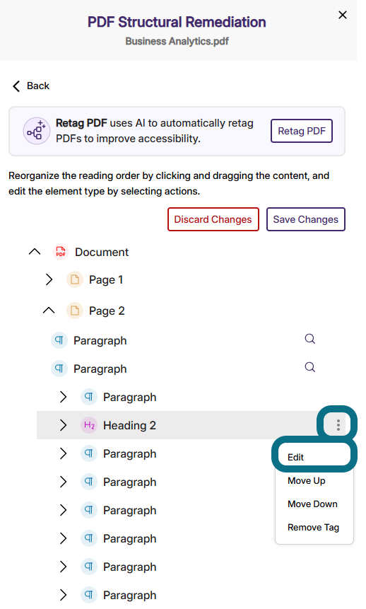 An image of the Element that does not start with 1 in the Accessibility Report.