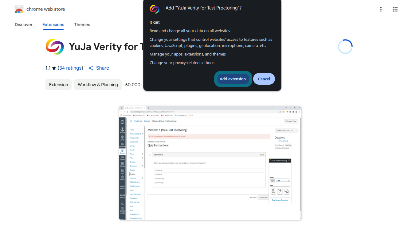 adding Verity chrome extension