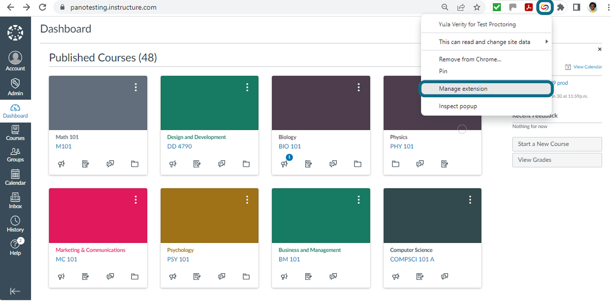 Manage Verity Browser Extension.