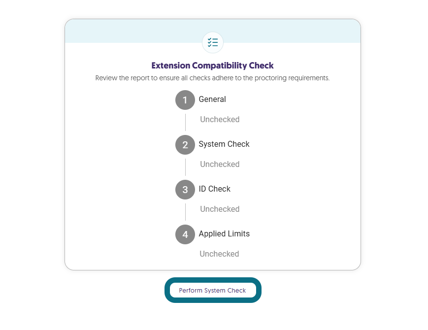 Perform System Check button in the Extension Compatibility Check page.