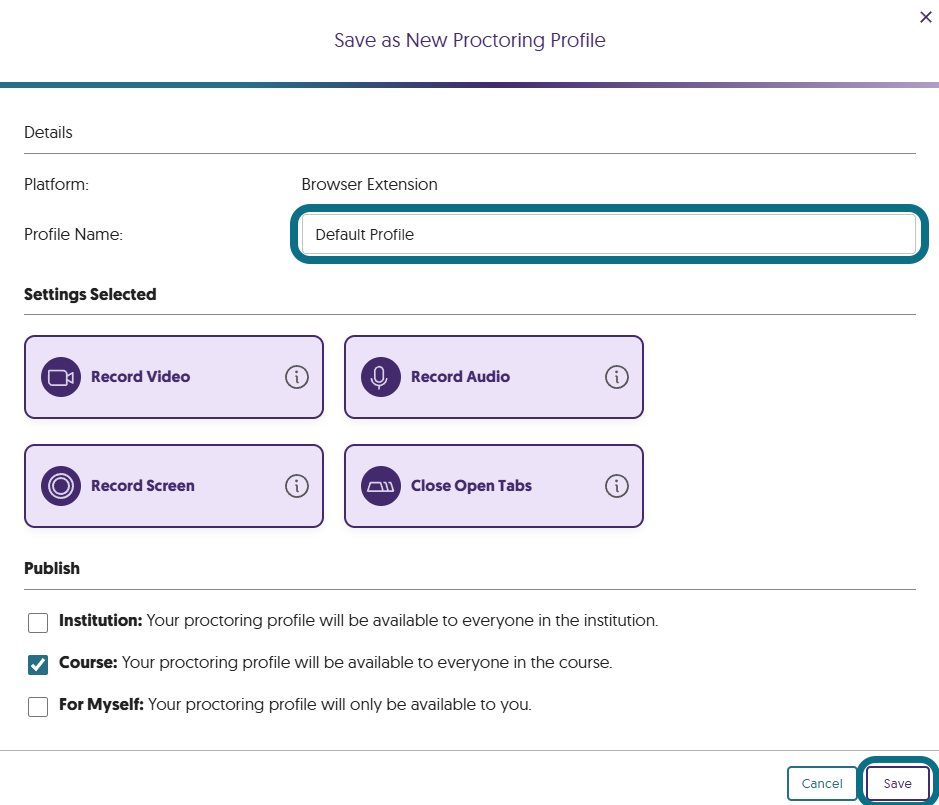 The save button is located at the bottom right of the modal.