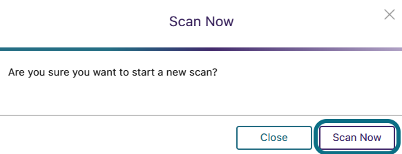 A Scan now button is shown in a modal.