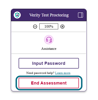 The End Assessment button under the Input Password button.