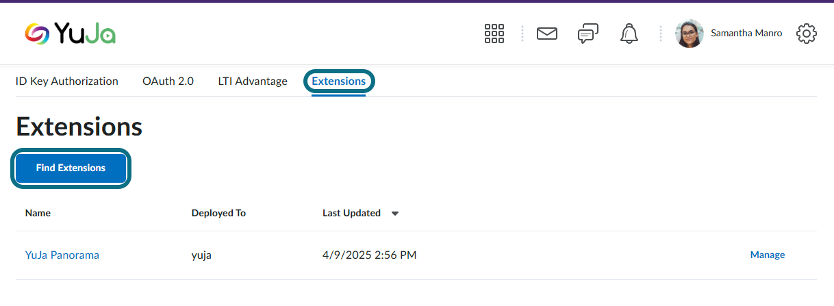 The Find Extensions button is located in the Extensions tab.