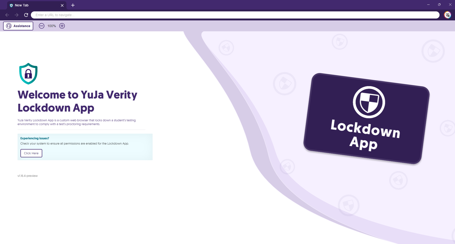 The homepage of Verity Lockdown App.