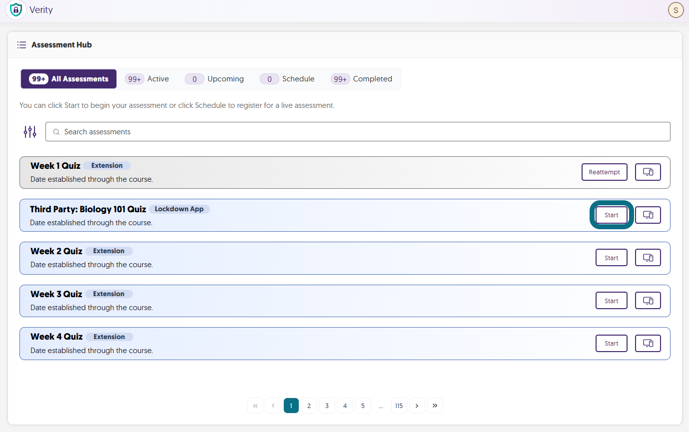 The Third-party assessment within the assessment hub page.