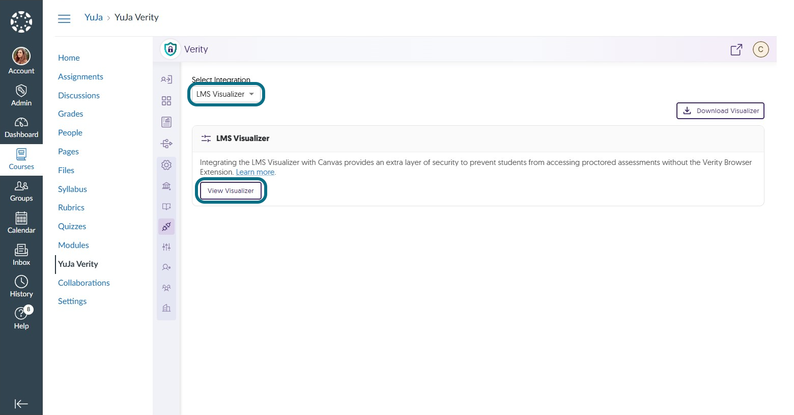 The LMS Visualizer is selected.
