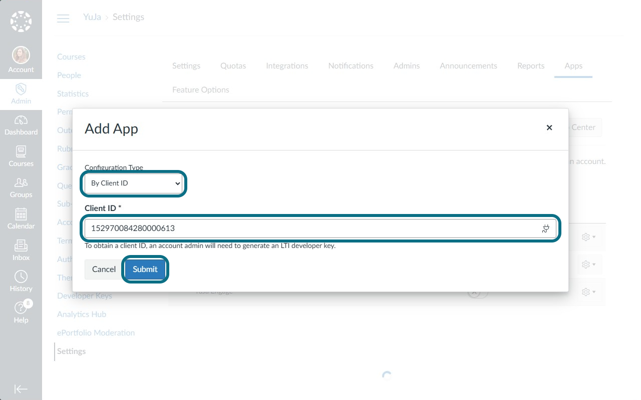 The Add App window.