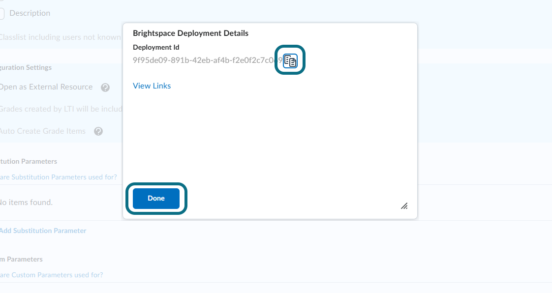 The copy button of the Deployment Id is highlighted.