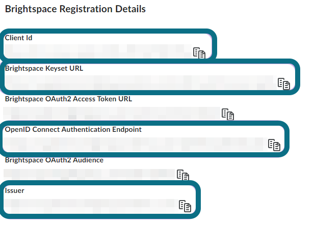 The Brightspace Registration Details page.