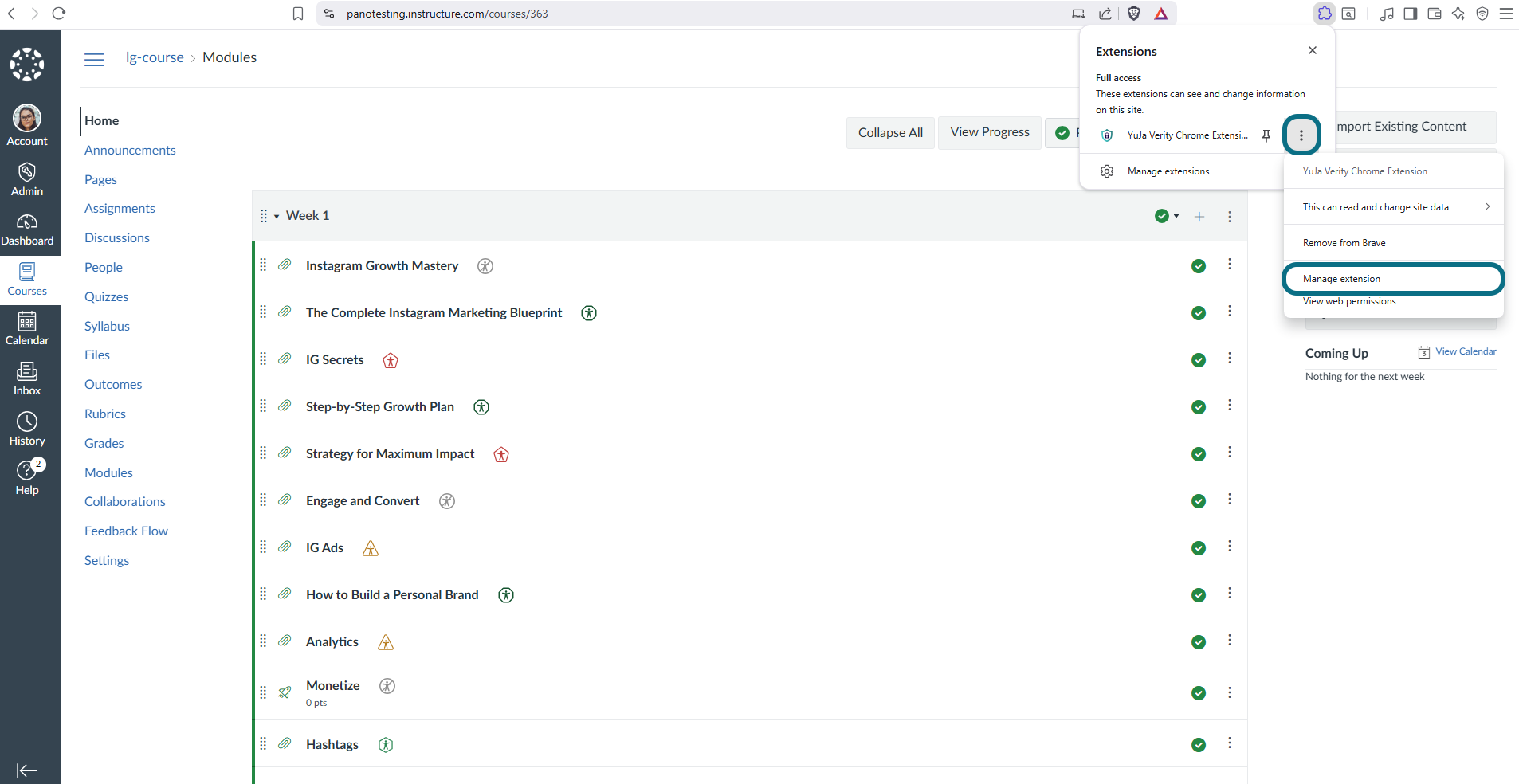 Extensions and the more options button