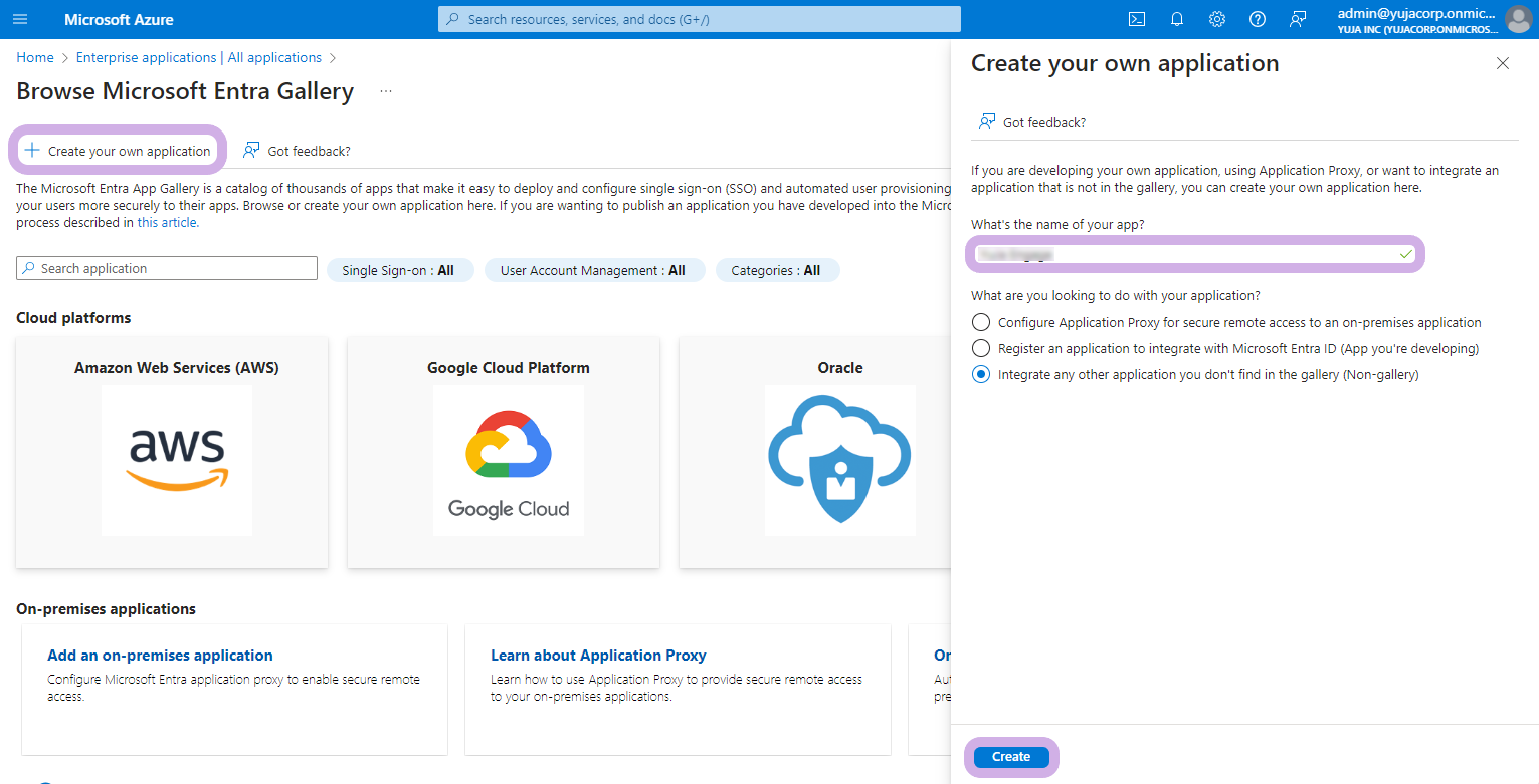 Azure create your own application