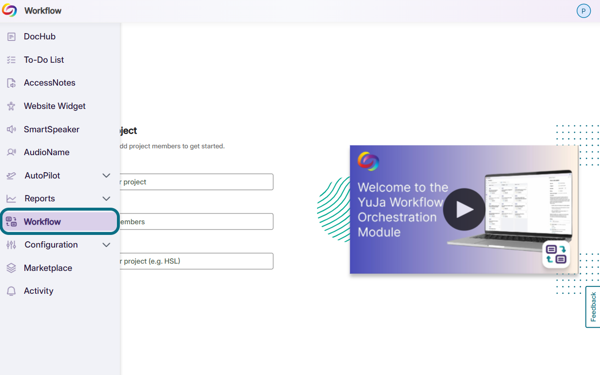 The Workflow option in the side navbar in Panorama.