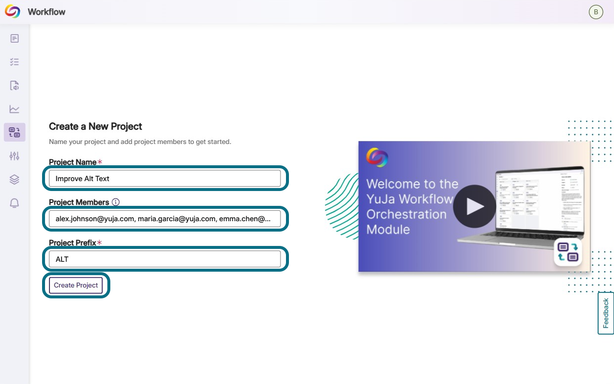 The new projection creation page in Workflow.