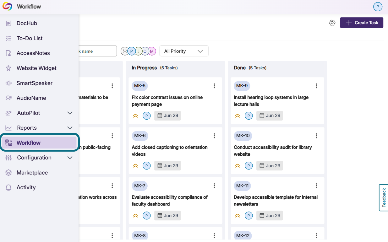 The workflow option in the side navbar of Panorama.