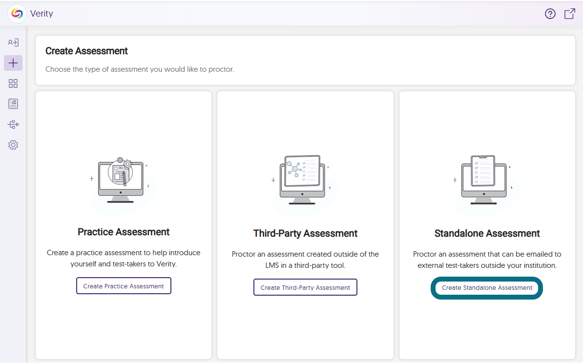The Create Assessment page with the Create Standalone Assessment button highlighted.