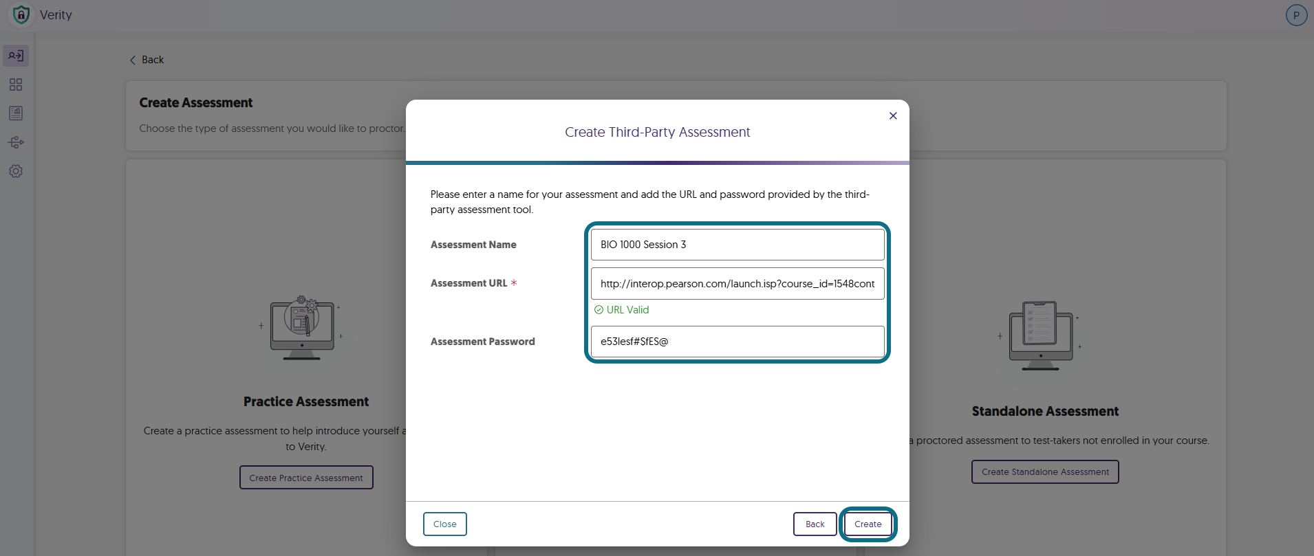 Verity assessment information